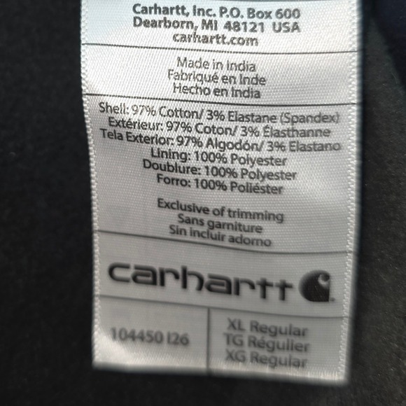 Carhartt Mens Relaxed Fit Fleece Lined Flannel Shirt Jacket Navy Mustard Plaid M - Picture 9 of 10